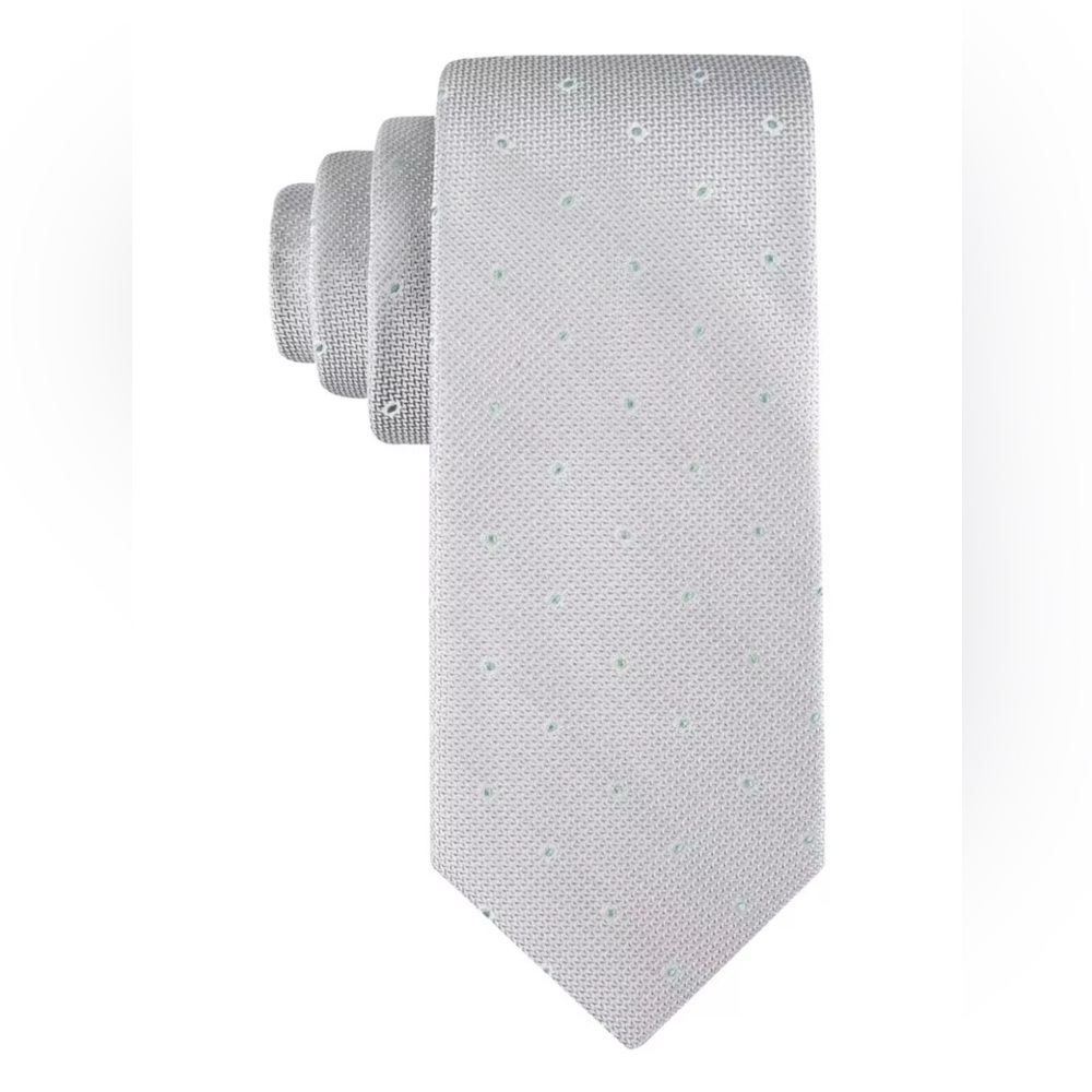 Calvin Klein Silk-Blend Textured Micro-Dot Neat Tie in Gray, One Size, NWT